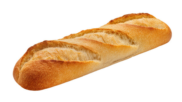 Rustic golden brown French baguette loaf with crusty texture