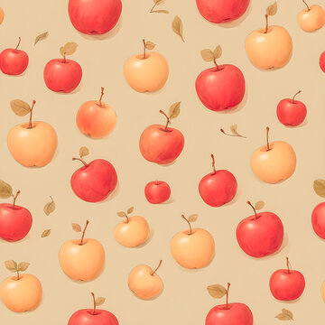 Card or decorative wall art with a soft apple pattern in warm tones. The gentle repetition and natural colors create a cozy, inviting feeling inspired by simplicity and seasonal calm.