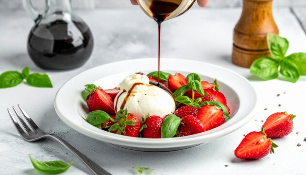 Erdbeer-Burrata-Salat mit Basilikum und Balsamico &ndash; Frisch und modern