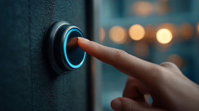 Smart Home Doorbell Button Press with Modern Touch Access Technology