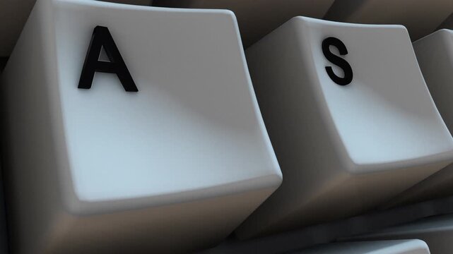 Slow Moving Close-up of A Key on Computer Keyboard. Ideal for business presentations, customer support concepts, online education, and workplace productivity videos. 4K.