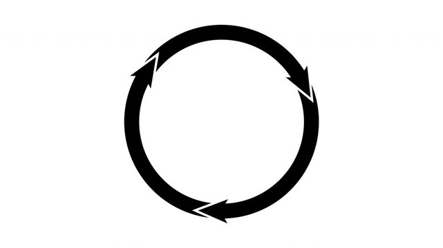 Continuous Circular Arrows Loop Animated Icon With Alpha Channel. Infinite Cycle, Workflow Automation, Process Repetition And System Synchronization Motion Graphic. Transparent Background