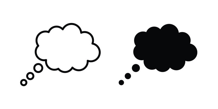 Think bubble icon on white background editable stroke and solid flat.
