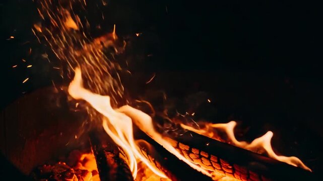Close Up View of Wood Burning with Intense Heat