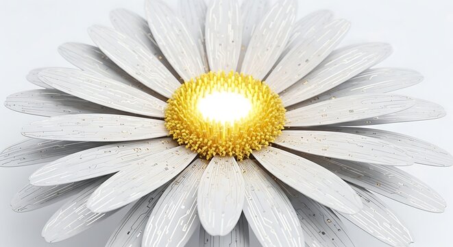 A large white daisy flower with yellow center.