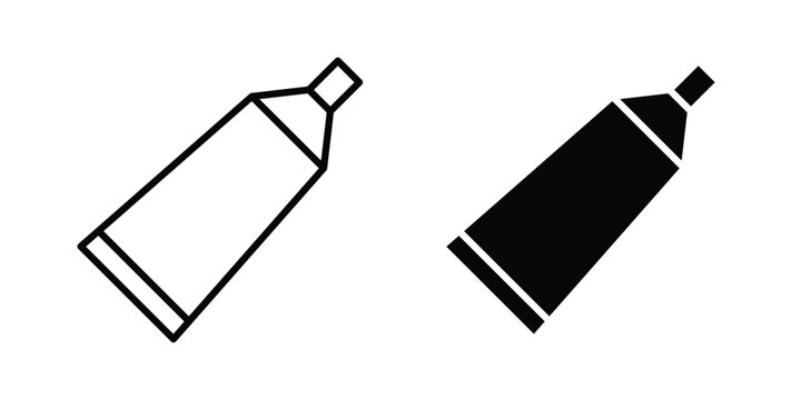 Toothpaste tube icon on white background editable stroke and solid flat.