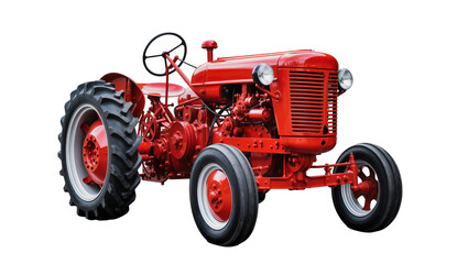 Vintage Red Farm Tractor with Black Tires and Steel Wheels © Rowan