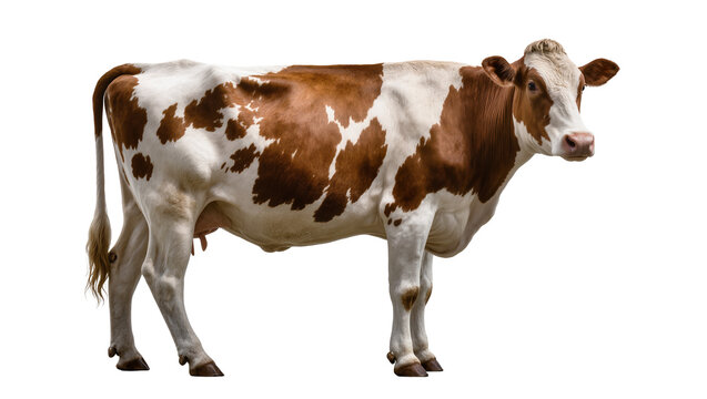 Brown and White Spotted Cow Standing Side View