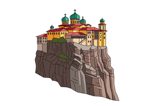 Monastery perched precariously on a sheer cliff face, a testament to ancient architecture