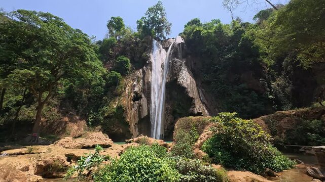 Anisakan Waterfall (Dat Taw Gyaint) at Pyin Oo Lwin in Myanmar during summer