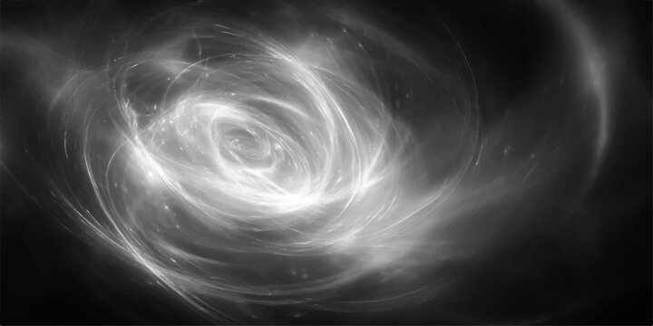 An abstract black and white fractal wallpaper featuring a blue glowing spiral vortex and digital motion curves that create a textured space pattern design