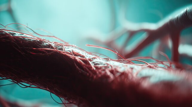 Blood vessels and arteries forming a complex network, representing the intricate circulatory system responsible for vital nutrient and oxygen distribution throughout the body
