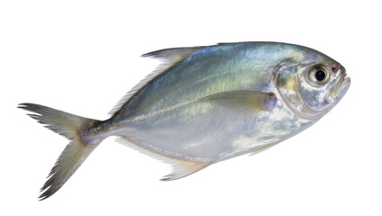 Fototapeta premium Silver Jackfish with Gray Fins and Orange Eye Detail
