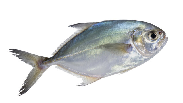 Silver Jackfish with Gray Fins and Orange Eye Detail