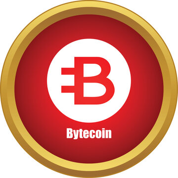 Bytecoin icon displaying digital money and decentralized blockchain technology in a red and gold circle