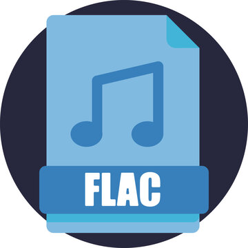 An audio file icon labeled &ldquo;FLAC,&rdquo; typically featuring a music note symbol to indicate a high-quality, lossless audio format.