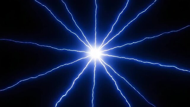 Blue Electric Energy Burst with Radiant Light Beams