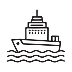 Naklejka premium Cruise ship, ocean liner, sea vessel, nautical icon