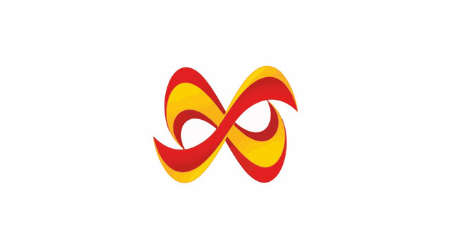 Abstract red and yellow infinity symbol with gradient shading
