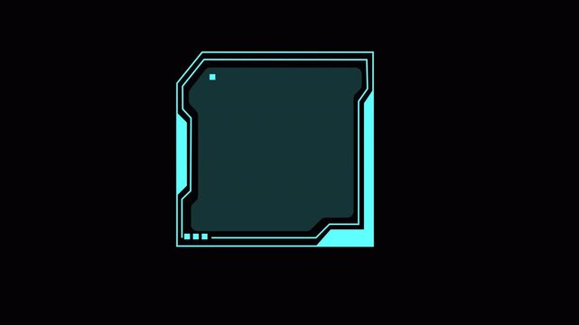 HUD shape frame animation digital futuristic scifi 4k in transparent background