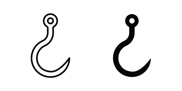 Winch hook icon on white background editable stroke and solid flat.
