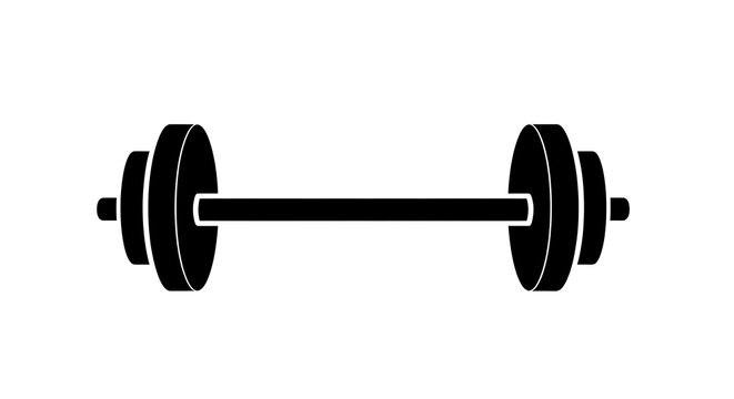 Black and white of a barbell with weights on both ends exercise fitness