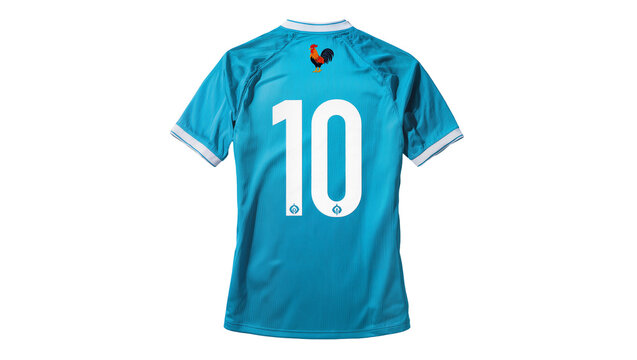 Blue Turquoise Rugby Jersey Number Ten Rooster Emblem Detail