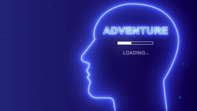 Success-driven human head with adventurous mind. Adventure concept. Journey and exploration idea background.