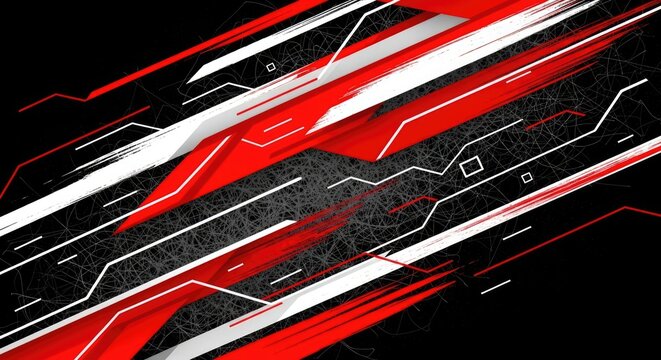 Abstract futuristic red and white geometric tech background