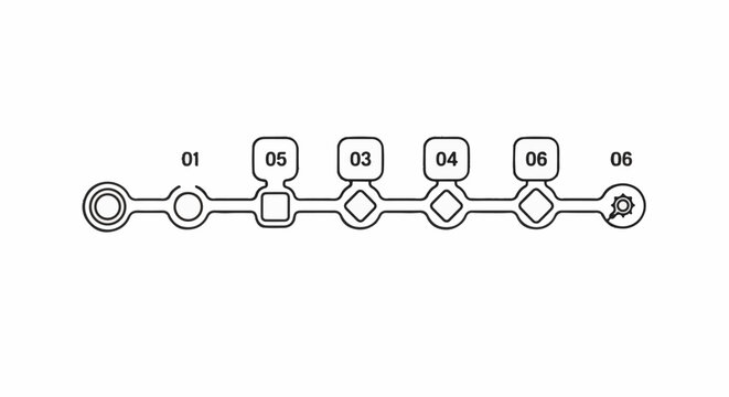 Abstract line graphic with numbered nodes, representing a sequential process