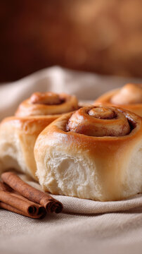 Fresh cinnamon rolls arranged beside holiday st bdc b cinnamon roll pastry baked sweet dessert homemade breakfast swirl icing soft golden fluffy closeup bakery treat snack brown delicious comfort