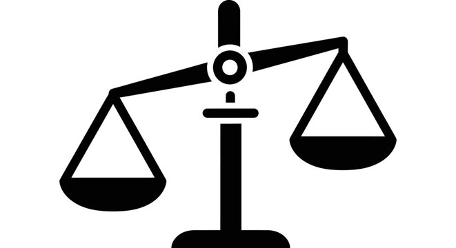 Symbol of Justice in Black and White Featuring Balancing Scales as Law and Legal Icon