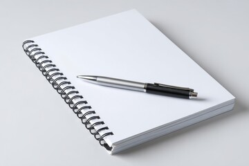 Naklejka premium Isolated Notebook With Pen in Minimal Setup on a Light Background for Writing or Note-Taking Tasks
