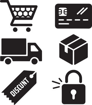 E-commerce Icon Set Minimalist Shopping and Logistics Vector Illustrations for Online Retail