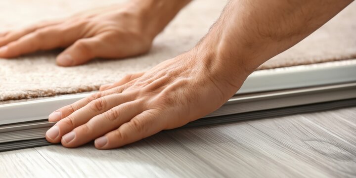 Installing weatherstripping on a door threshold for energy efficiency and comfort