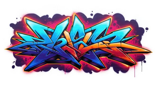 Colorful wildstyle graffiti art isolated on white background