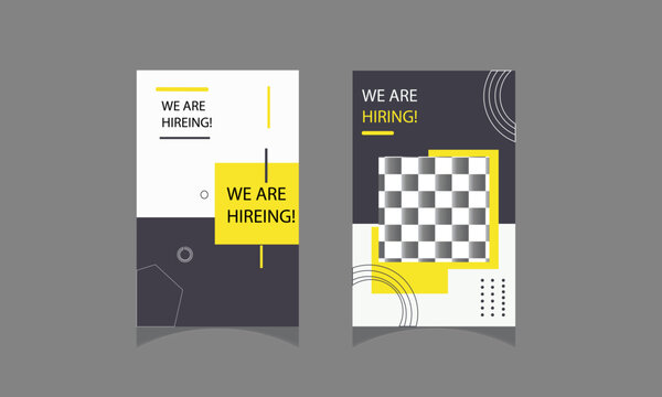 modern geometric hiring banner template minimal yellow gray recruitment poster.