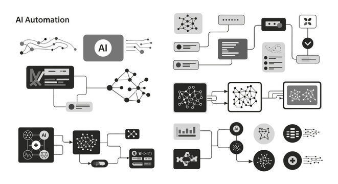 A modern graphic illustrating the fusion of AI with interconnected data, symbolizing integration, growth, and potential for technological advancement 
