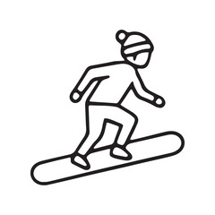 Fototapeta premium Snowboarder, snowboarding icon, winter sports, line art, black and white