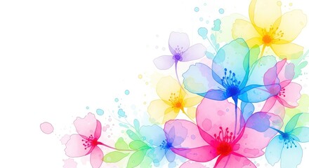 Obraz premium A dreamy abstract floral background featuring soft pastel watercolor washes, delicate petals, and ethereal blooms for a serene atmosphere, backdrop, pastel, vibrant