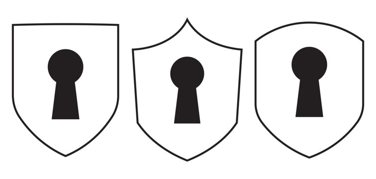 set of Keyhole icon. Door key hole. black icons isolated on white background. Pictogram of keyhole. Logo for home and entrance.