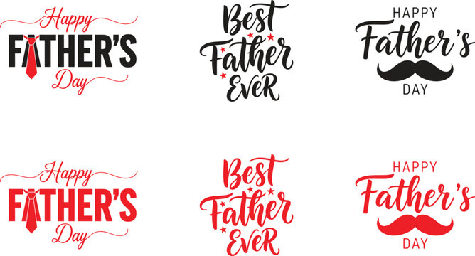 Father's day typography collection hand lettered quotes and mustache designs