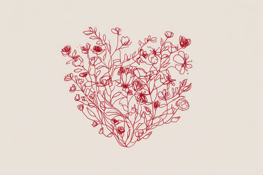 Hearth love continuous line hand writing illustration template 