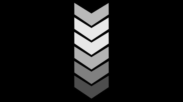 Chevron arrows indicating direction and progress on a black background for loading or motion concept.