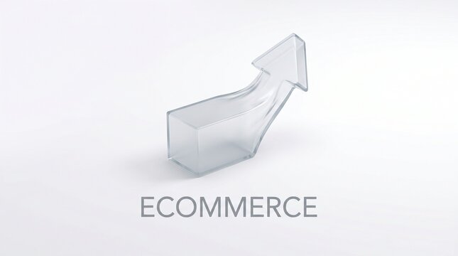 A 3D glass arrow pointing upwards in ecommerce