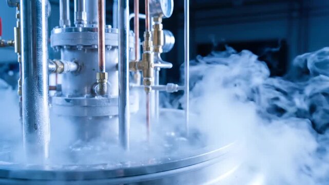 Industrial tank thermal management system with cold metal pipe network foggy steam atmosphere, precision control for modern plant safety