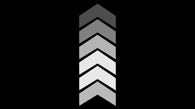 Chevron arrows indicating direction and progress on a black background for loading or motion concept.
