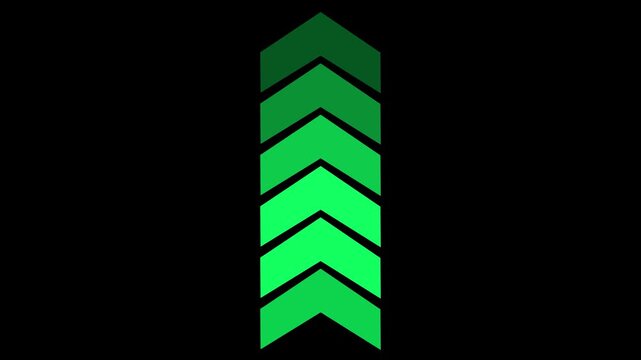 Chevron arrows indicating direction and progress on a black background for loading or motion concept.