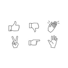 Fototapeta premium Set of hand gesture icons including like dislike and applause