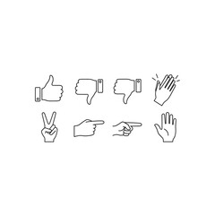 Fototapeta premium Set of various human hand gesture line art icons